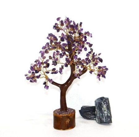Crystal Tree Good Luck Showpiece for Home Decor Items Crystals Gemstones Bonsai Money Tree for Good Luck, Decoration Gift Item (Amethyst)